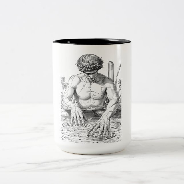Narcissus Myth Minimalist Line Art Coffee Mug (Centre)