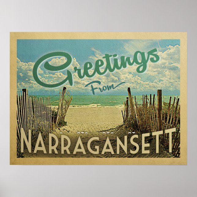 Narragansett Poster Vintage voyage de plage (Devant)