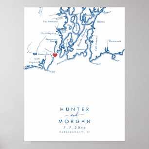 Narragansett RI Mariage Moderne Poster du livre d'