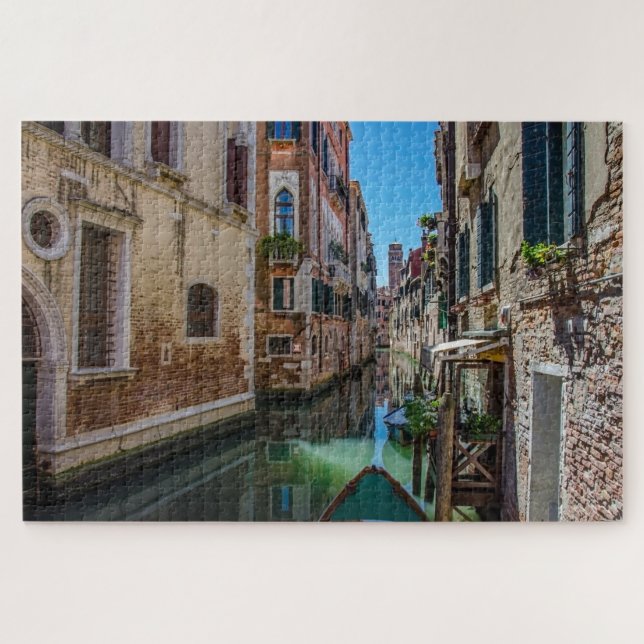 Narrow street with canal in Venice Jigsaw Puzzle (Horizontal)