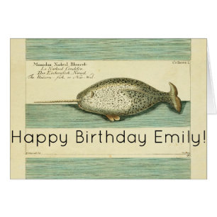 Narwhal Antique Baleine Aquarelle Art scientifique