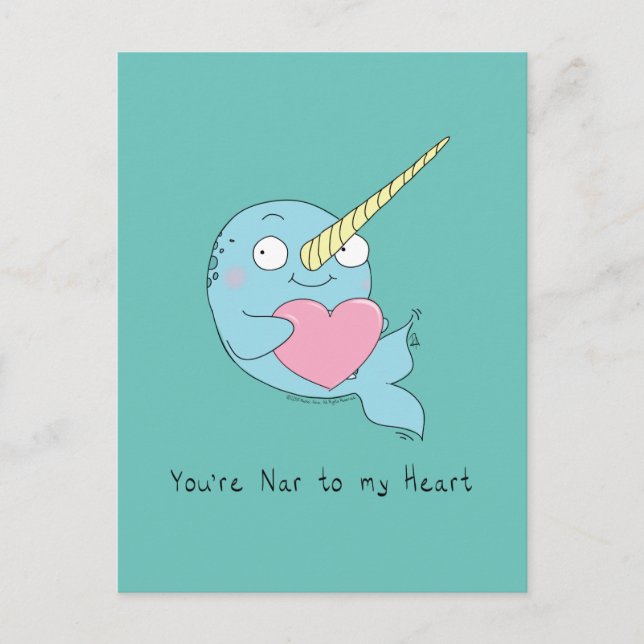 Narwhal avec carte postale d'amour du coeur (Devant)