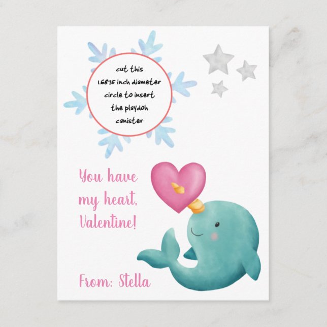 Narwhal jouer doh Valentine carte cadeau (Devant)