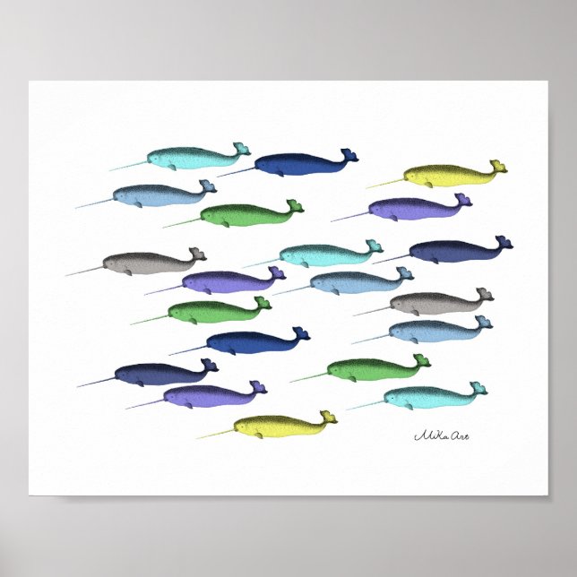 Narwhal Poster Nautical Ocean Beach Wall Art Decor (Devant)
