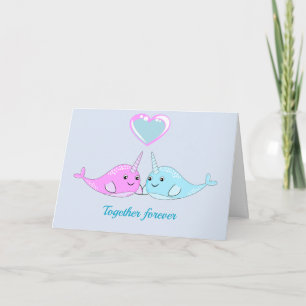 Narwhal Valentine Carte de voeux pliée