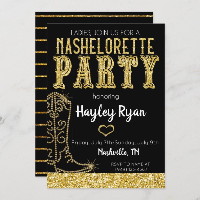 Nashelorette Bachelorette Nashville Invitation (Devant / Derrière)