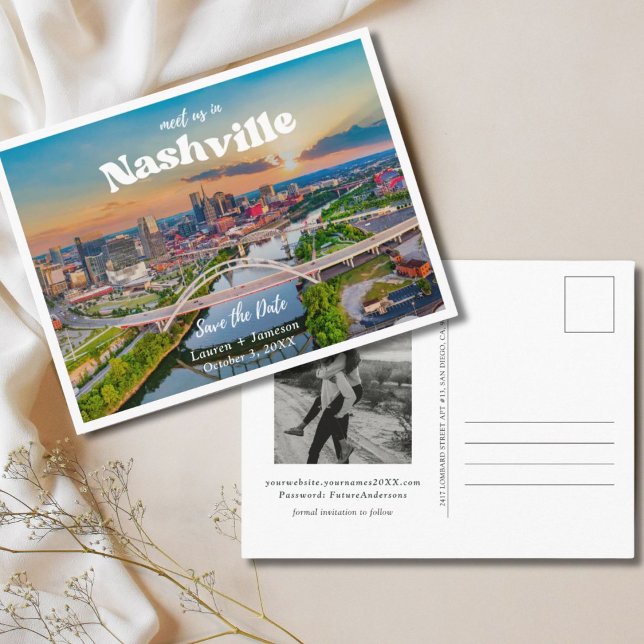 Nashville Wedding Enregistrer la date Carte postal (Nashville Wedding Save the Date Postcard
)