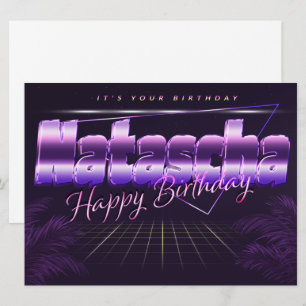 Natascha prénom nom carte rétro lilas anniversaire