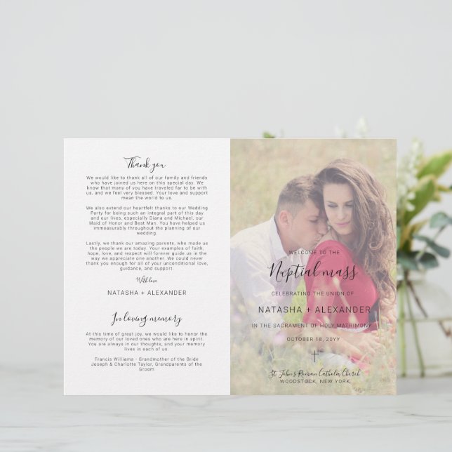 Natasha Catholic Mariage Mass Cérémonie Programme (Debout devant)