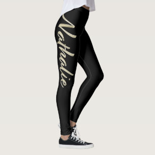 Nathalie or blanc doré Leggings à l'écriture