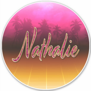 Nathalie Prénom Nom rose Autocollant Autocollant