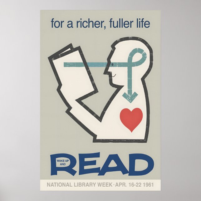 National Library Week 1961 Poster Mid-Century (Devant)
