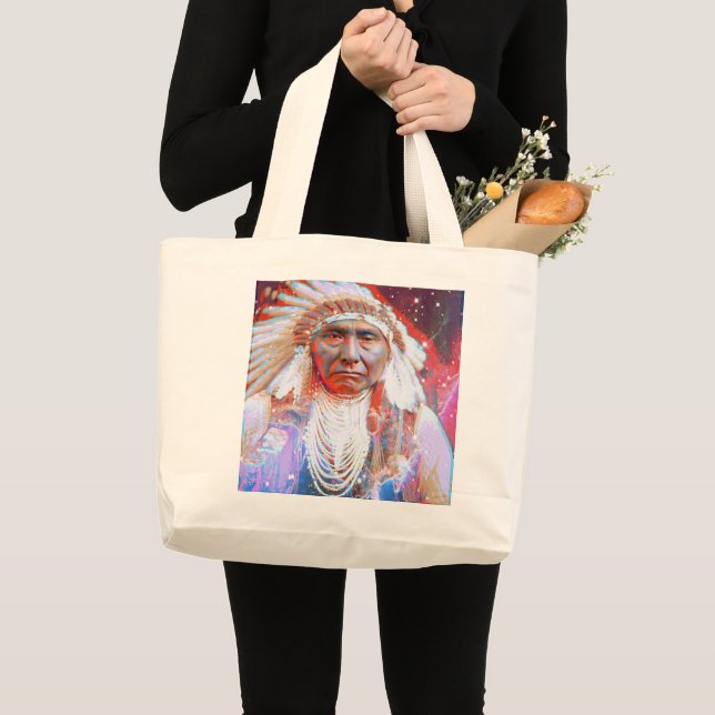 Native American  Crazy Horse Large Tote Bag (Devant (produit))