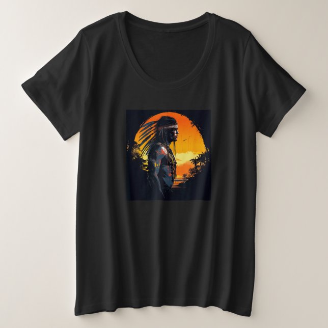 Native American Day Warrior Sunset Retro For Boys  (Design devant)