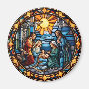 Nativité Aimant de Noël Style Verre Tiré