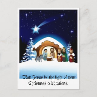 Nativité avec la carte postale de la Sainte Famill