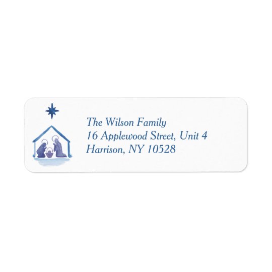 Nativité de bénédictions de Noël d'aquarelle Étiquette D’adresse Retour