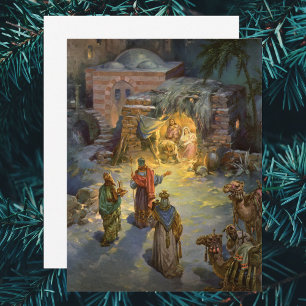 Nativité de Noël Vintage avec Magi Invitation