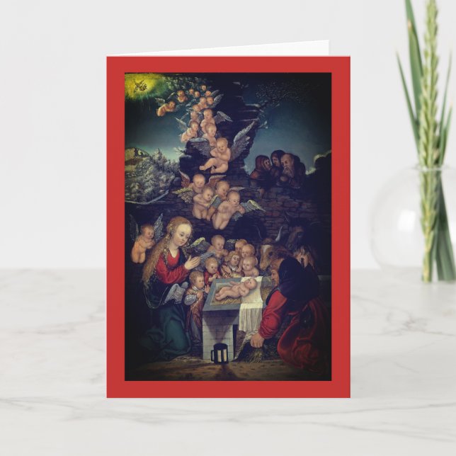 NATIVITÉ PAR CRANACH RENAISSANCE CARTE DE NOËL (Devant)