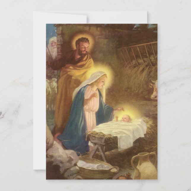 Nativité vintage, Fête de Noël Invitation (Devant)