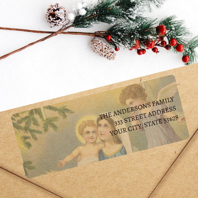 Nativité vintage Mary Jesus Angels Étiquette (Créateur téléchargé)