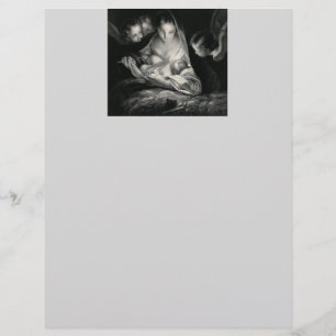 Nativity Baby Jésus Virgin Mary Angels Black White