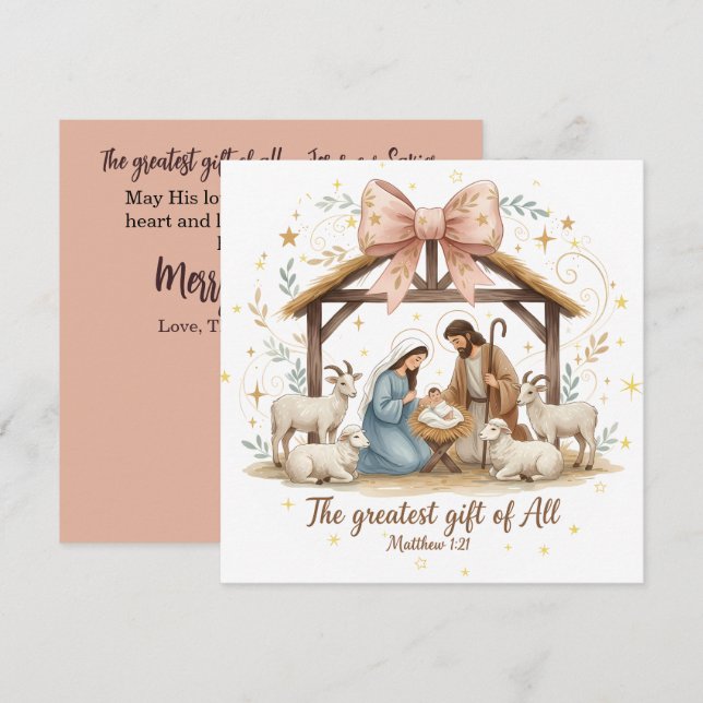 Nativity Christmas Card with Scripture  (Devant / Derrière)