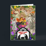 NATIVITY COLLAGE VINTAGE ANGELS CHRISTMAS CARTE<br><div class="desc">LA NATIVITÉ DE NOËL EST JOYEUSE AVEC DES ANGELS VINTAGES PERSONNALISÉS</div>