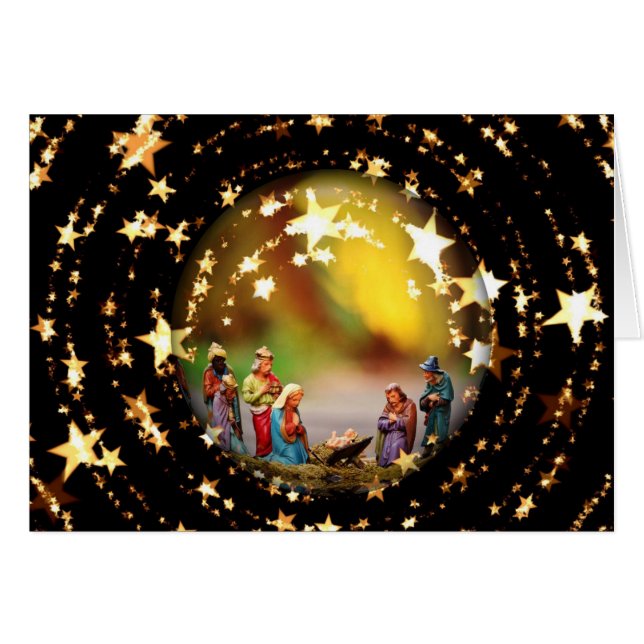 Nativity Scene Crib Virgin Mary Infant Jesus Stars (Devant horizontal)