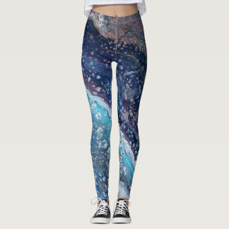Natural Attraction 2 Blue Geode Abstract Leggings