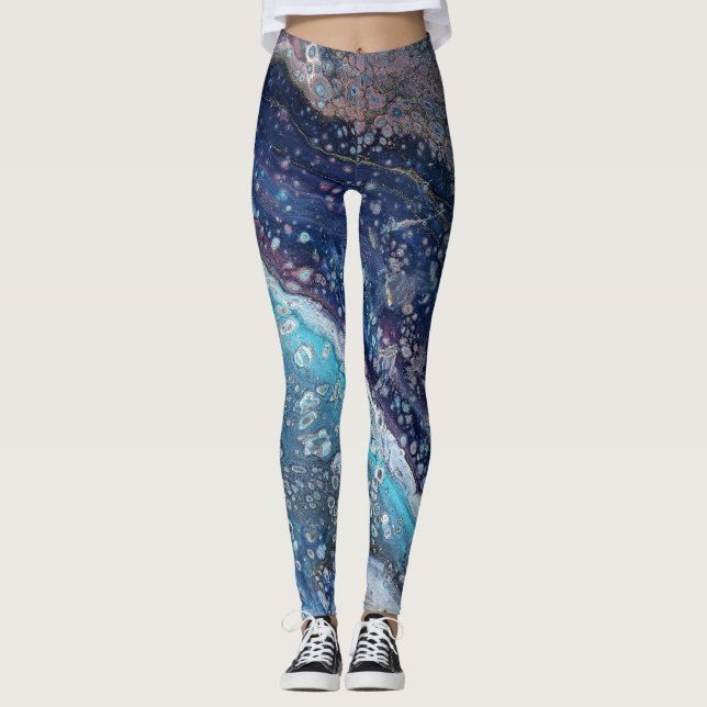 Natural Attraction 2 Blue Geode Abstract Leggings (Devant)