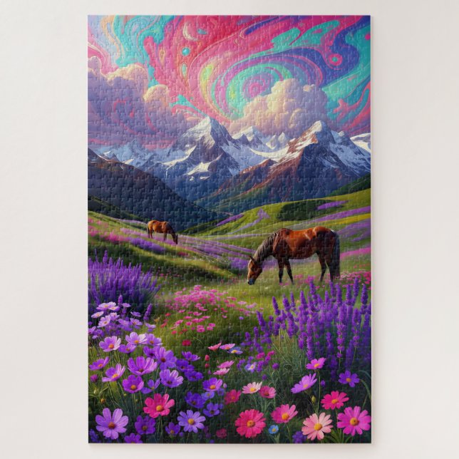 Nature Fantastique Vibrante - Puzzle de Style Pein (Vertical)