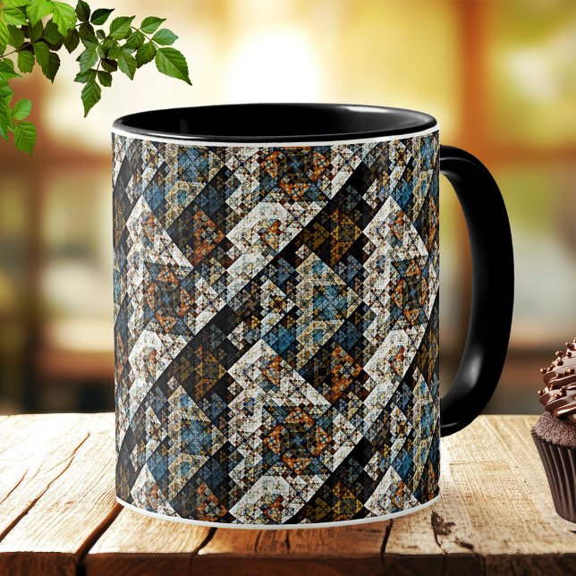 Nature Géométrique Mug Motif Abstrait (Mug with an abstract fractal pattern in colors inspired by nature.)