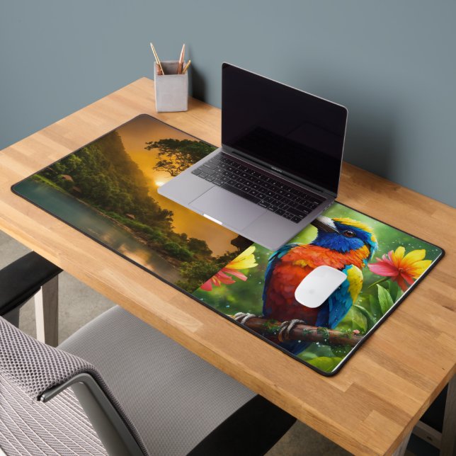 Nature Harmony Desk Mat : Oiseau et soleil. (Bureau 2)