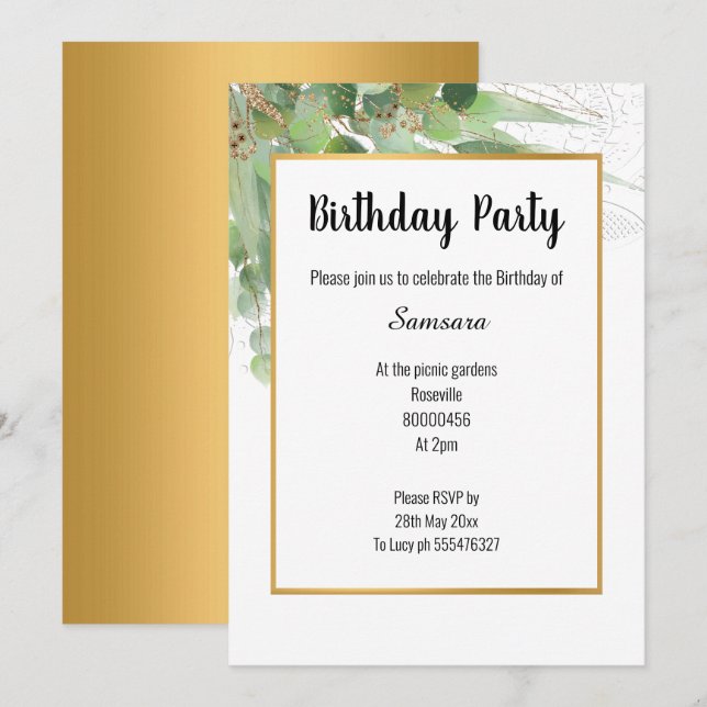 NATURE & LACE OR TOUTE OCCASION INVITATION (Devant / Derrière)