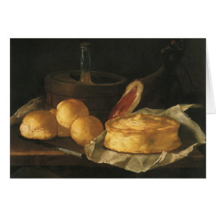 Nature morte baroque vintage avec pain, tarte, jam