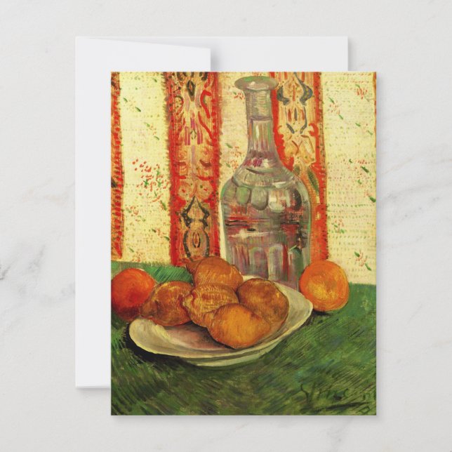Nature morte carafe et citrons par Vincent van Gog (Devant)