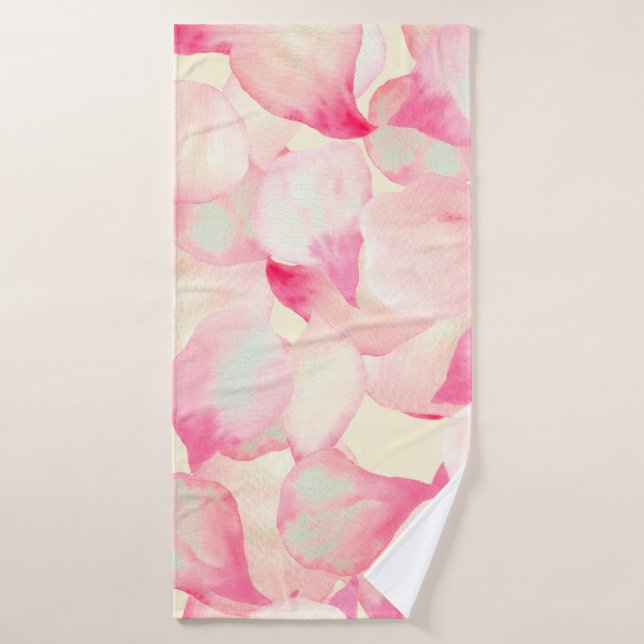 Nature rose Fleur. Aquarelle Noire Nature. Rouge  (Serviette de bain)