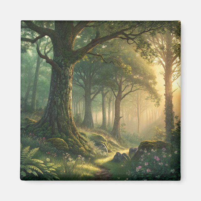 Nature Vue Forêt Magnet 2 pouces Design Rectangle (Devant)
