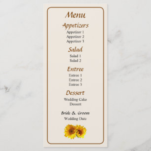 Naturellement Blonde Sunflowers Menu Mariage...