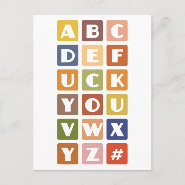 Naughty Alphabets carte postale personnalisée (Devant)