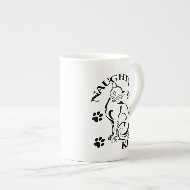 Naughty Kitty Bone China Mug (Devant droit)