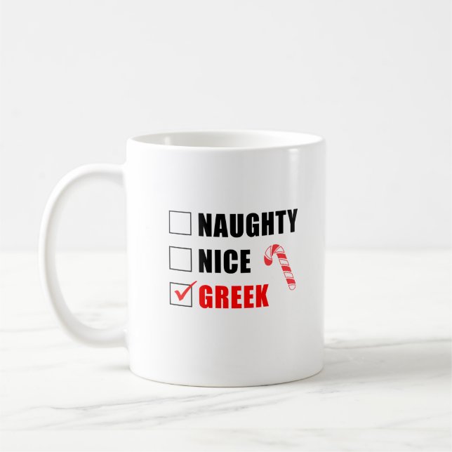 Naughty Nice Grec Design Café Mug (Gauche)
