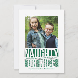 Naughty ou Nice Funny Carte photo Carré de vacance