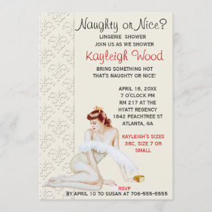 Naughty ou Nice Lingerie Douche Invitation