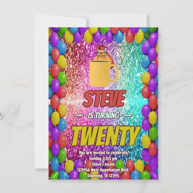 Naughty Squirrel Café Anniversaire Invitation de f (Devant)
