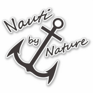 Nauti par Nature Sticker en vinyle Ancre nautique