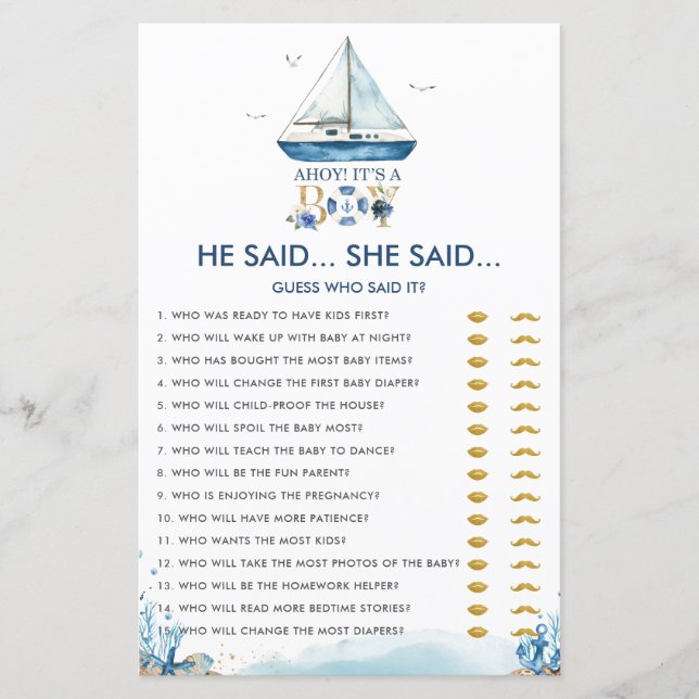 Nautical Ahoy C'est un garçon qu'il a dit qu'elle  (Devant)