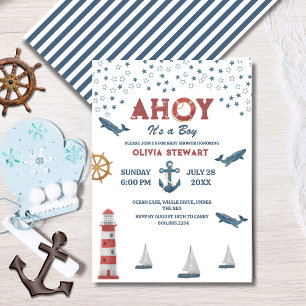 Nautical Ahoy est un garçon Baby shower Invitation
