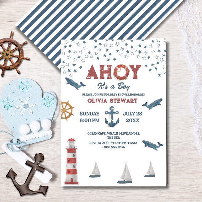 Nautical Ahoy est un garçon Baby shower Invitation (Créateur téléchargé)